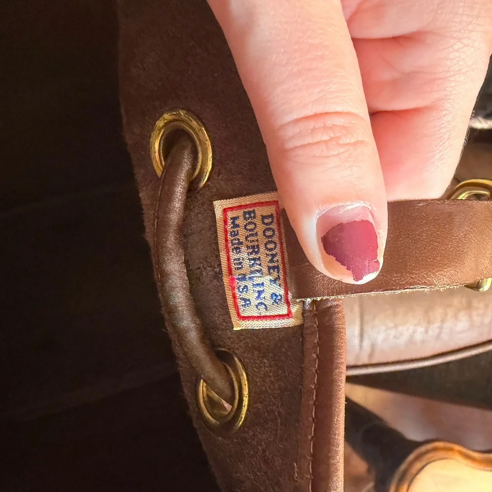 Vintage Dooney & Bourke Brown Pebbled Leather Bucket Bag